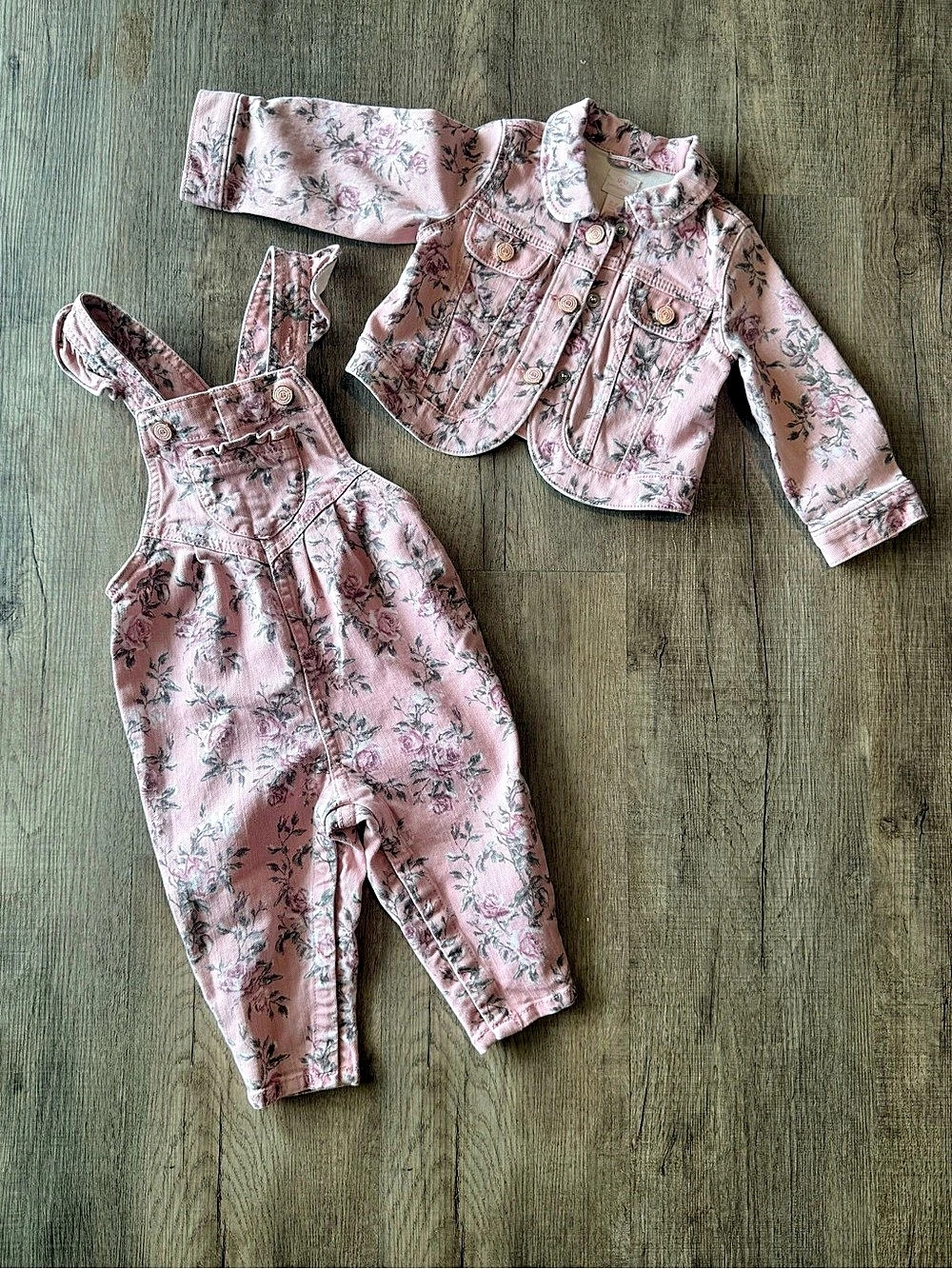 GAP X LoveShackFancy Floral Jacket & Overalls Baby Set